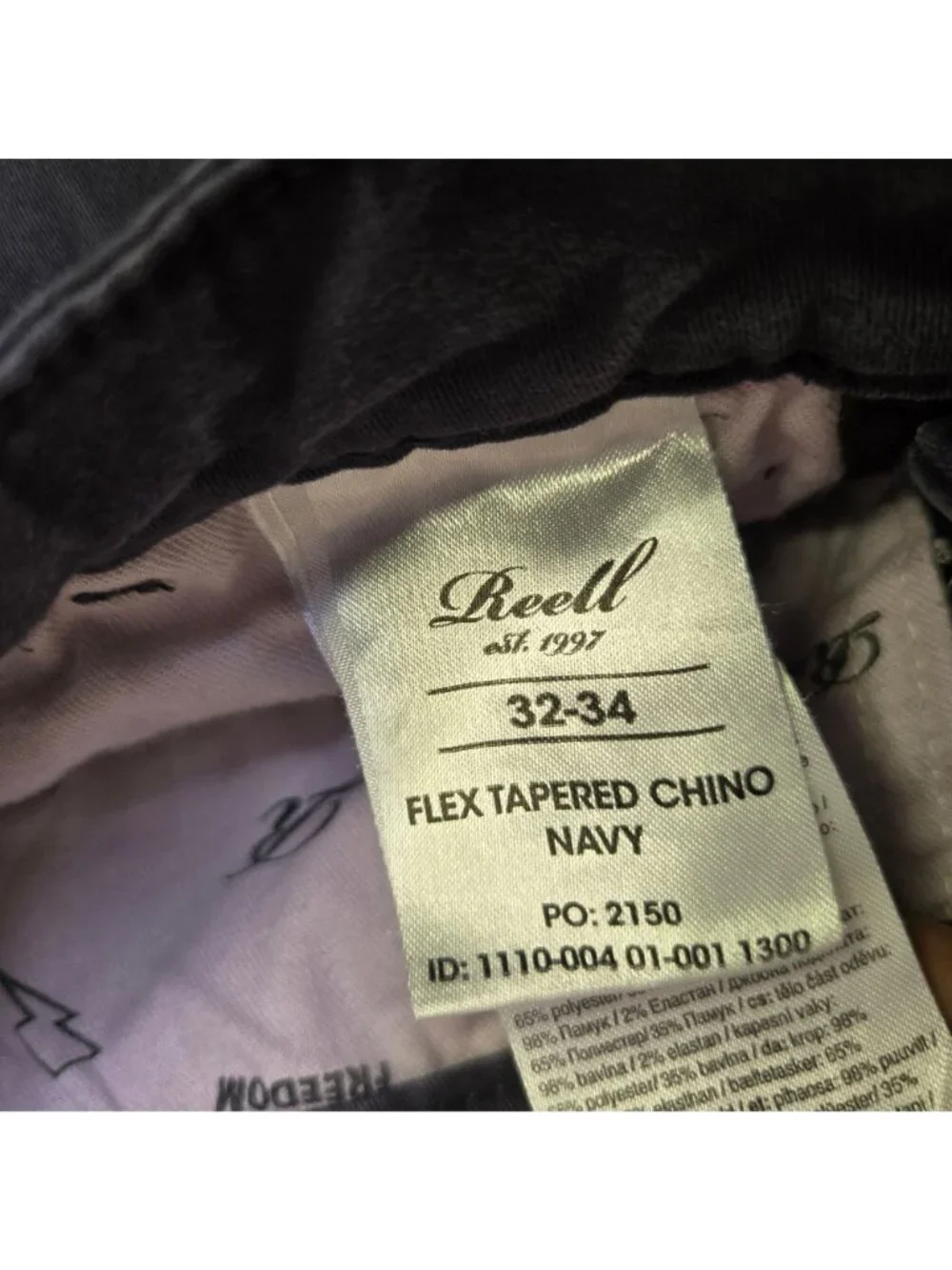 Reell Navy Blue Flex Tapered Chino Pants Style 1110 Size 32X34 Minimalist Dutch